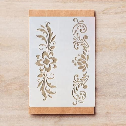 TIAMECH A4 Reusable Floral Lines Stencil for Painting - style: Two Floral Lines