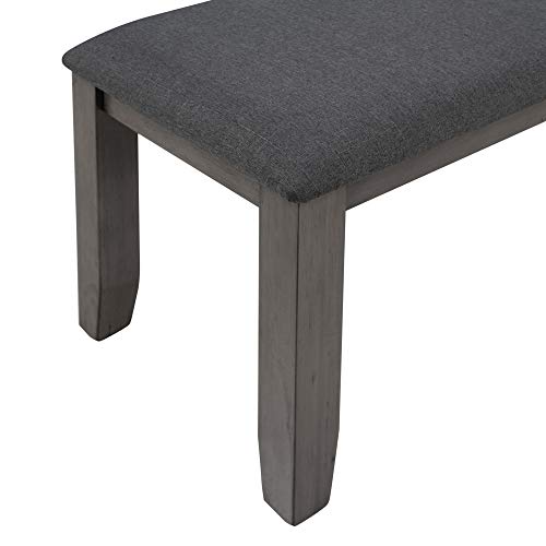 Dining Room Set with 4 Chairs and Bench, 60 Inch, Gray - color: Grey