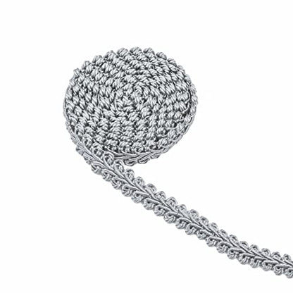 BEL AVENIR Braid Trim Silver 1/2 inch 13.6 Yards French Gimp Trim - color: Sliver