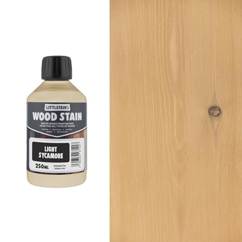 Littlefair's Wood Stain Water Based - 8.5oz/250ml - Indoor Furniture Stain Light & Dark Finishes - Special Non Toxic & Eco Friendly Formula - Wood Stain for Crafts - Color: Light Sycamore - color: Light Sycamore, size: 8.5oz/250ml