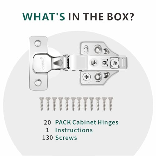 20 Pack Inset Soft Close Cabinet Hinges 105° Frameless 3 Way Adjustable Kitchen Cabinet Door Hinges with Screws - color: Light Nickel, size: 20 Pack
