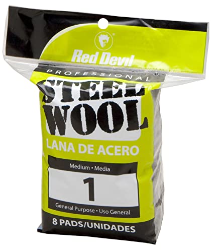 Red Devil 0324 Steel Wool, 1 Medium, (Pack of 8) - size: 8 Pads, style: 1 Medium