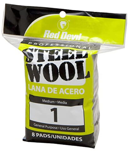 Red Devil 0324 Steel Wool, 1 Medium, (Pack of 8) - size: 8 Pads, style: 1 Medium