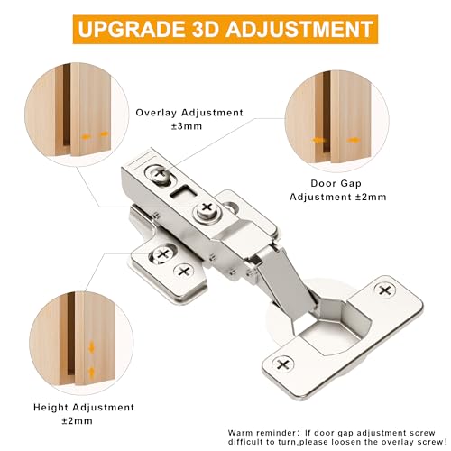 2-Pack Soft Close 40mm Cup Cabinet Hinges for Thick Door(18-28mm) - size: Half Overlay