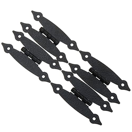 DGZZI 4PCS Black Antique Iron H-Shaped Cabinet Hinges for Cupboard, Kitchen, Wardrobe, Wooden Jewelry Box, Shed Furniture - Flat Decorative H-Hinge