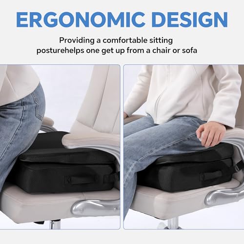 BALAPET Adjustable Thick Seat Cushion to Raise Height, Ergonomic Hip Cushion Post Surgery for Long Sitting, Memory Foam Hip Replacement Recovery Aids with Anti-Slip Strap(Black) - color: Black