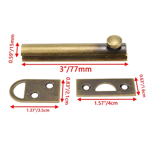 Bitray Solid Surface Bolt 3-inch Brass Antique Door Sliding Bolt - style: 1pcs/Bronze/3 inch
