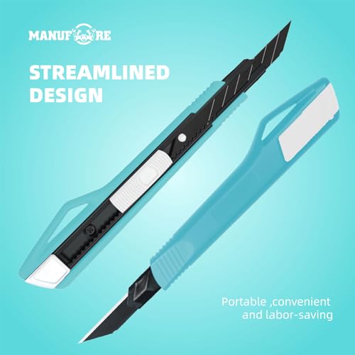 MANUFORE 5pcs 9mm Snap-off Knives with 30-Degree Precision Blade - size: 5pcs blue knife