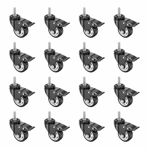 Caster Wheels with Threaded Stem,3 Inch Locking Casters Set of 4 - size: 3"16pack