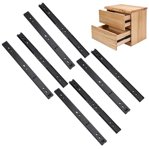 AHANDMAKER 4 Pcs Soft Close Drawer Slides 11 Inch Heavy Duty Steel Side Mount Drawer Rails Full Extension for Kitchen Cabinet Office Dresser Tool Box Drawer Hardware - size: 280x26x9.5mm