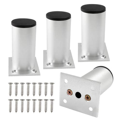 4-Pcs Adjustable Aluminum Alloy Furniture Legs 3" Height Silver - color: Silver, size: 3 Inch