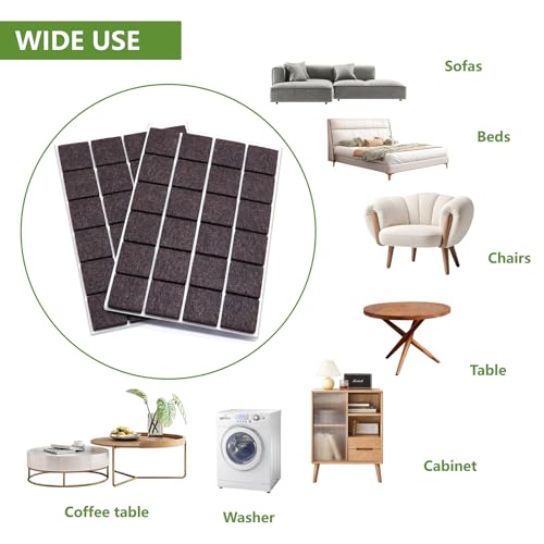 Felt Furniture Pads for Hardwood Floors 48 PCS 1" Square, Brown - size: 48PCS 1 inch Square Dark Brown