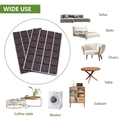 Felt Furniture Pads for Hardwood Floors 48 PCS 1" Square, Brown - size: 48PCS 1 inch Square Dark Brown