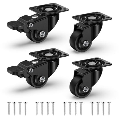 1 Inch Small Caster Wheels for Furniture Low Profile Casters Set of 4