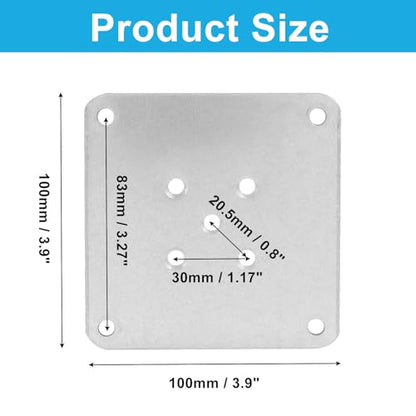 4Pcs Silver Metal Mounting Plates 10x10cm (3.94"x3.94") - size: 100x100mm