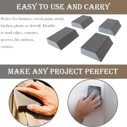 4 Pack 180 Grit Single Angle Sanding Sponge, Washable and Reusable Sanderpaper Hand Sanding Blocks for Wood Drywall Metal Home Sanding - style: 180 Grit