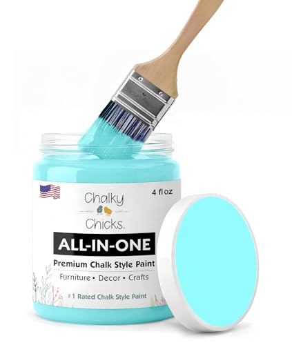 Chalky Chicks Aqua Bay 4 Fl Oz Chalk Paint for Furniture All in One - color: Aqua Bay (Aqua Blue), size: 4 Fl Oz (Pack of 1)