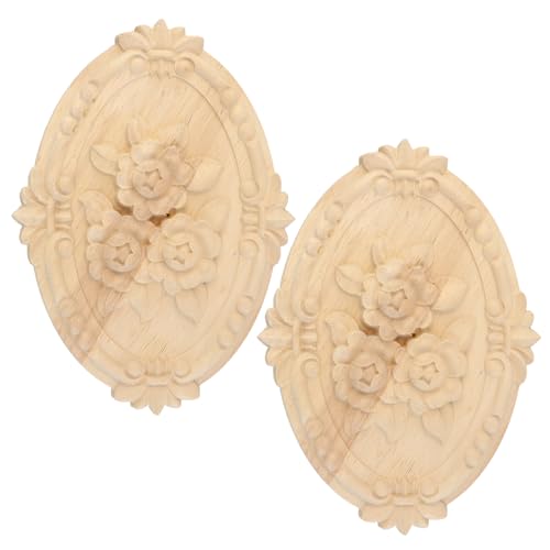 Antrader 2Pcs Unpainted Wood Carved Appliques for DIY, 8.27"×5.9"(Style 19) - style: Style 19, Small Size