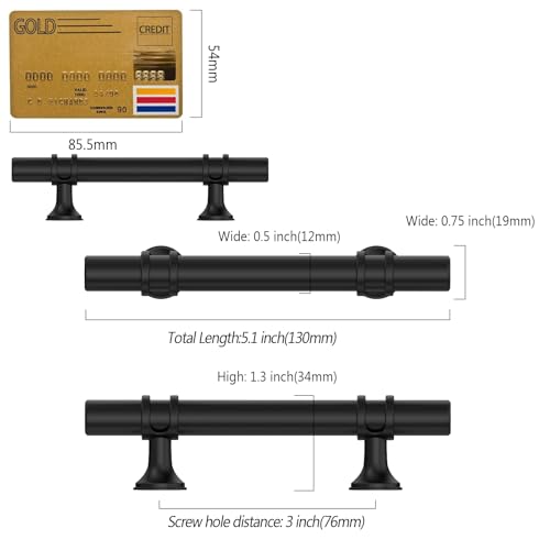 Amerdeco 10 Pack Matte Black Cabinet Pulls 3 Inch(76MM) Hole Centers Kitchen Cabinet Handles Cabinets Hardware Drawer Pulls ZH0058 - color: Matte Black, size: 3"/76MM Hole Center