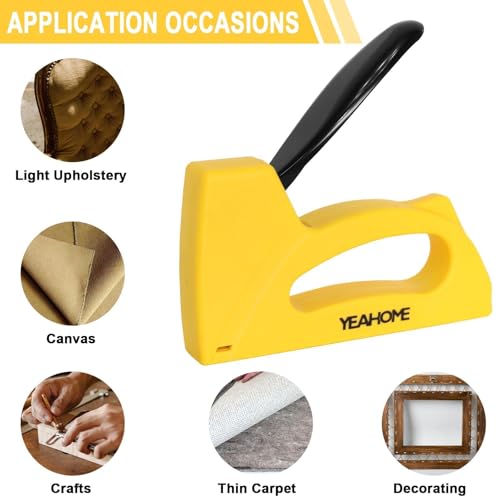 YEAHOME Light Duty Staple Gun, Upholstery Staple Gun with 2000 pcs JT 21 Staples 1/4, 5/16, 3/8 inch, Stapler Gun for Wood, Crafts, DIY, Decoration, Fabric - style: with 2000 Staples