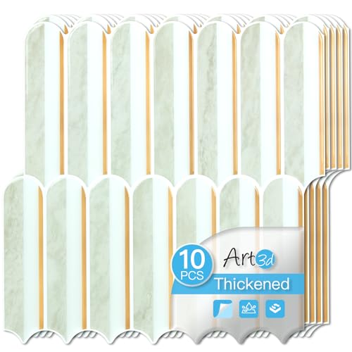 Art3d Arrowhead Design Peel and Stick Backsplash, 10-Pack, Gray & White - color: Dolomite Gray & White With Light Gold