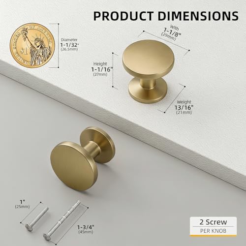 Goldenwarm 10 Pack Champagne Bronze Cabinet Knobs Round Bronze Drawer Knobs - color: Champagne Bronze, size: Single Hole Center