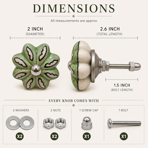Ceramic Cabinet Knobs, Set of 12 Colorful Floral Drawer Knobs