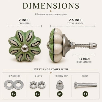 Ceramic Cabinet Knobs, Set of 12 Colorful Floral Drawer Knobs