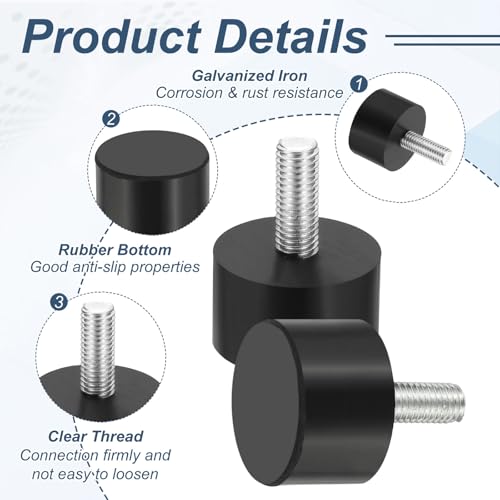 uxcell 4Pcs M10 x 26mm Thread Adjustable Furniture Levelers, 38x50mm Furniture Leveling Feet Screws in Threaded Glide Leveling Floor Protector for Table Chair Cabinet Legs - size: M10 x 26mm Thread, 38x50mm