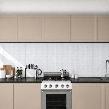 3D Wall Panels Peel and Stick Faux Foam Brick Wallpaper Covering - color: White, size: 40 Pcs