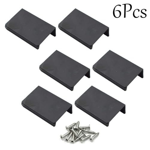 Black Finger Pulls, 1.97 Inch, 1.26 Inch Spacing, 6Pcs - color: Black, size: 50mm/1.97", style: Straight Edge