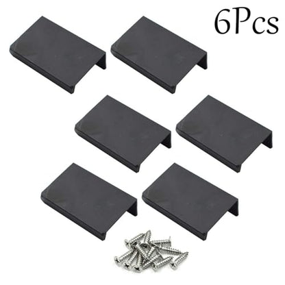 Black Finger Pulls, 1.97 Inch, 1.26 Inch Spacing, 6Pcs - color: Black, size: 50mm/1.97", style: Straight Edge