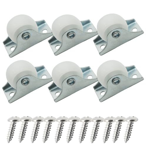 1 inch Fixed Plate Casters PP,No Bearing,Max 6kg Load,6 PCS-White - style: White Rigid_1 inch