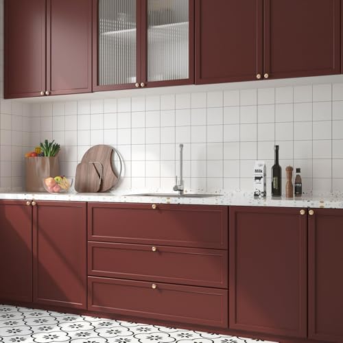 FunStick Burgundy Red Wallpaper Peel and Stick Waterproof Dark Red Contact Paper for Cabinets Countertops Self Adhesive Kitchen Cabinet Wallpaper Vinyl Wrap Vintage Wall Paper for Bedroom Walls 16x80 - color: Dark Red, size: 15.8" x 78.8"