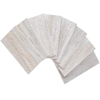 AULIGET 100-Piece Beige Slate Peel and Stick Backsplash Wall Tiles, 3" x 6" PVC Faux Stone Stick on Tile for Backsplash Kitchen, Bathroom, Laundry Room, Camper, Fireplace - color: Beige Slate