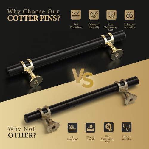 Haliwu 10 Pack 3-3/4 Inch Black and Gold Cabinet Handles - color: Black&Gold, size: 3-3/4 inch (96mm) hole spacing