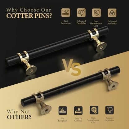 Haliwu 10 Pack 3-3/4 Inch Black and Gold Cabinet Handles - color: Black&Gold, size: 3-3/4 inch (96mm) hole spacing