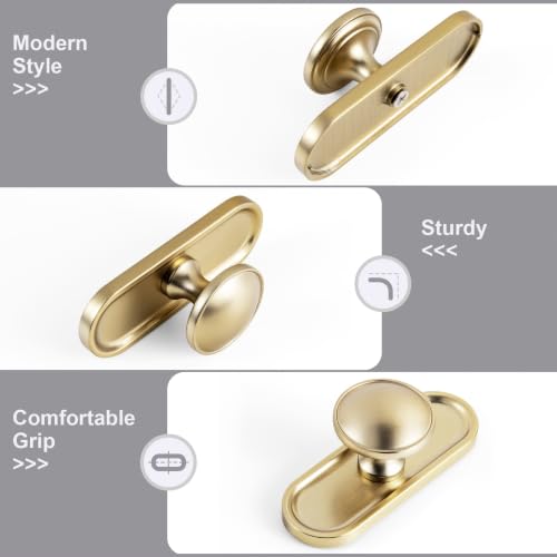 6Pack Champagne Bronze Cabinet Knobs with Backplate Drawer knobs - color: Champagne Bronze, style: Recessed Edge