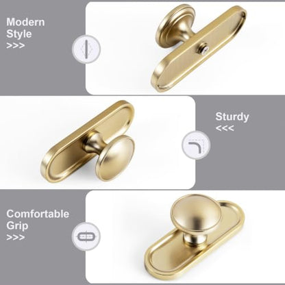6Pack Champagne Bronze Cabinet Knobs with Backplate Drawer knobs - color: Champagne Bronze, style: Recessed Edge