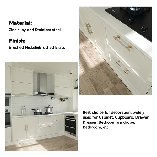25 Pack 5 Inch Brushed Nickel and Gold Cabinet Pulls - color: Brushed Nickel & Matte Gold, size: 5 inch (128mm) Hole Center Pull
