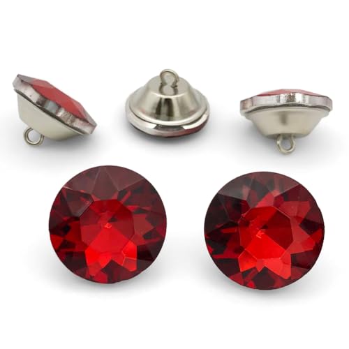 25PCS 25mm Crystal Glass Buttons Sewing Rhinestone Buttons (Red BS) - color: Red Button(BS)