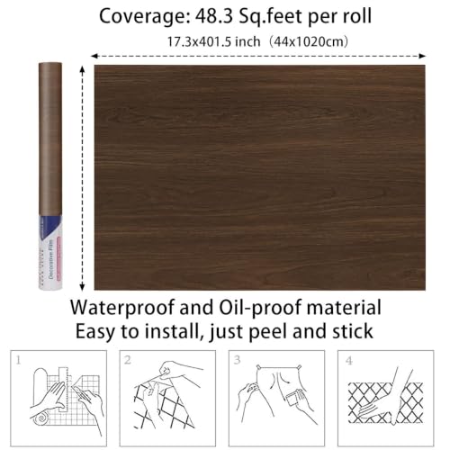 Arthome Cherry Wood Contact Paper Peel and Stick Wallpaper 16.5" x393" - color: Cherry Wood, size: 16.5" x 393"