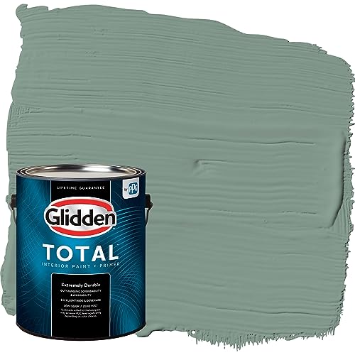 Glidden Total Interior Wall Paint & Primer All-in-One, Paradise Found/Green, Flat, 1 Gallon - color: Paradise Found, size: 128 Fl Oz (Pack of 1)