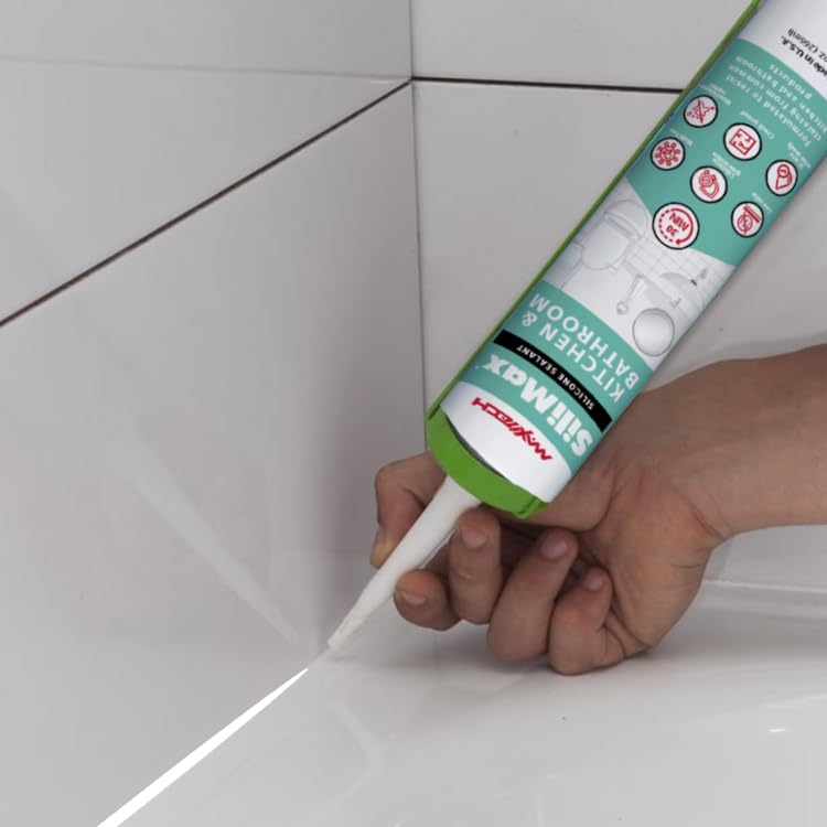 Kitchen & Bathroom Silicone Caulk– 100% Clear Silicone Sealant Waterproof for Sinks, Tubs, Shower Seal & Toilet Seal – Crack-Proof, Quick-Dry Formula Silicone Caulking, 12-Pack - style: 12 Pack