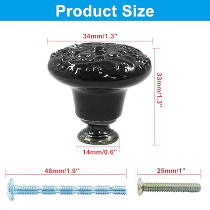 Piutouyar Black Ceramic Cabinet Knobs, 34mm / 1.3 Inch, 4Pcs - color: Black, size: 4 Pieces