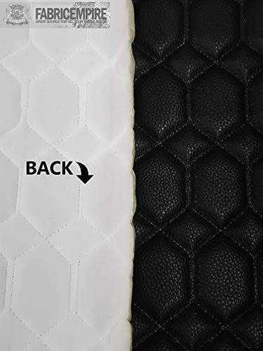 Vinyl Quilted Foam Fabric with 3/8" Foam Backing Upholstery / 52" Wide/Sold by The Yard/FABRIC EMPIRE (Black, Hexagon 3.5") - color: Black, size: Hexagon 3.5"