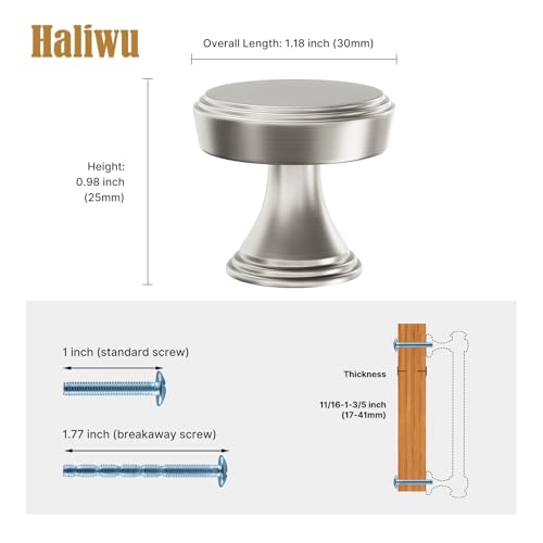 Haliwu 20 Pack Brushed Nickel Cabinet Knobs, Round Silver Cabinet Knobs - color: Brushed Nickel &Round C