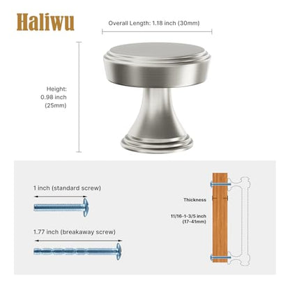 Haliwu 20 Pack Brushed Nickel Cabinet Knobs, Round Silver Cabinet Knobs - color: Brushed Nickel &Round C