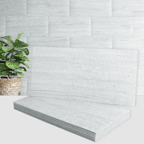 AULIGET 2-Piece Light Shale Peel and Stick Backsplash Wall Tiles, 6" x 12" PVC Faux Stone Stick on Tile for Backsplash Kitchen, Bathroom, Laundry Room, Camper, Fireplace - color: Light Shale, size: 2 Sheets, 6"x12"x0.12"