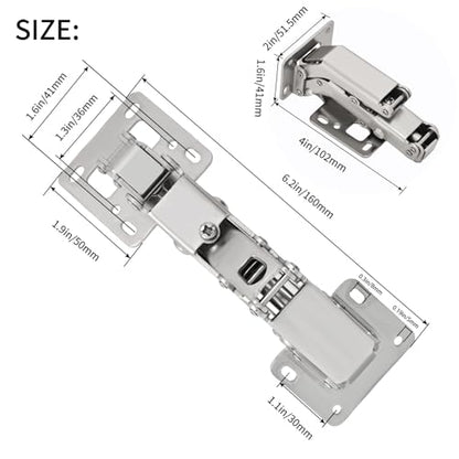 BADALU 1 Pair 175 Degree Frameless Soft Close Cabinet Hinges, Heavy Duty Hidden Hydraulic Lazy Susan Hinges Concealed for Corner Cabinet, Cupboards, Wardrobe(No Cup Grooving) - style: 175 Degree Frameless Soft Close Cabinet Hinges - 2 Pack